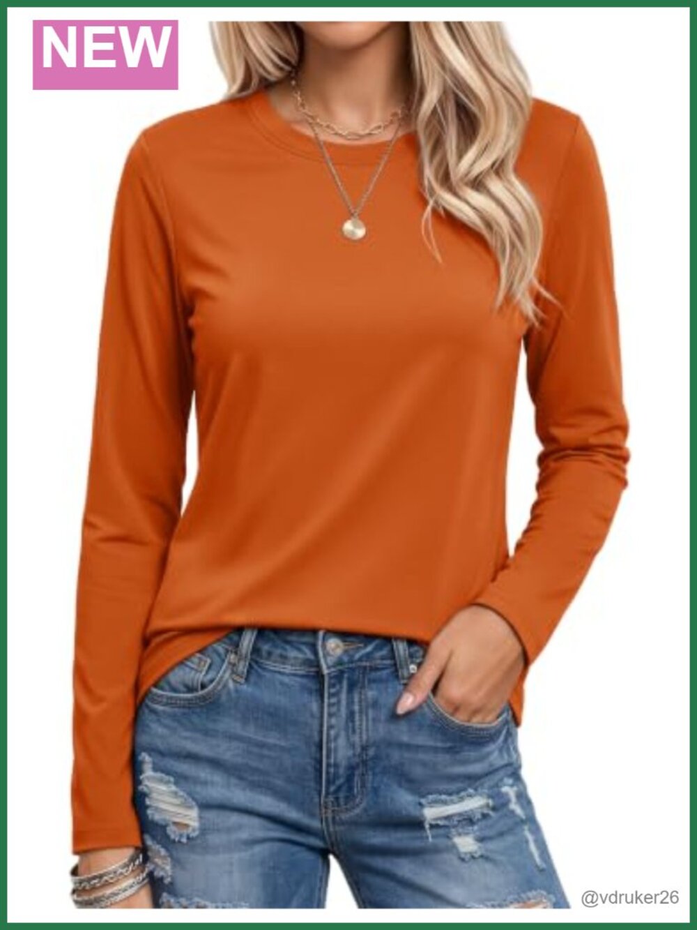 Women's Long Sleeve Cotton Crew Neck T-Shirt Casual Basic Tee Top
